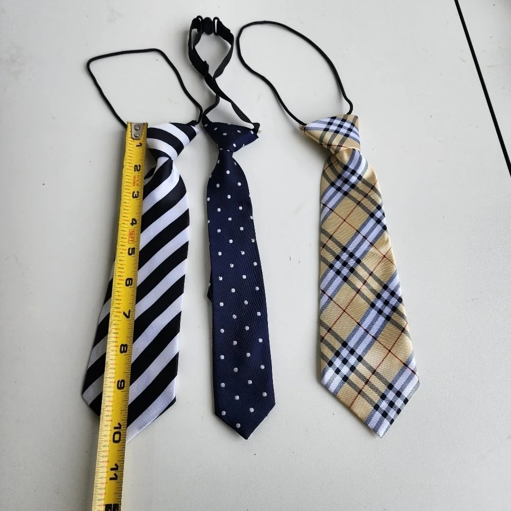 Lot Of 3  Pre-tied Ties Toddler Kids Size Blue Beige Black White